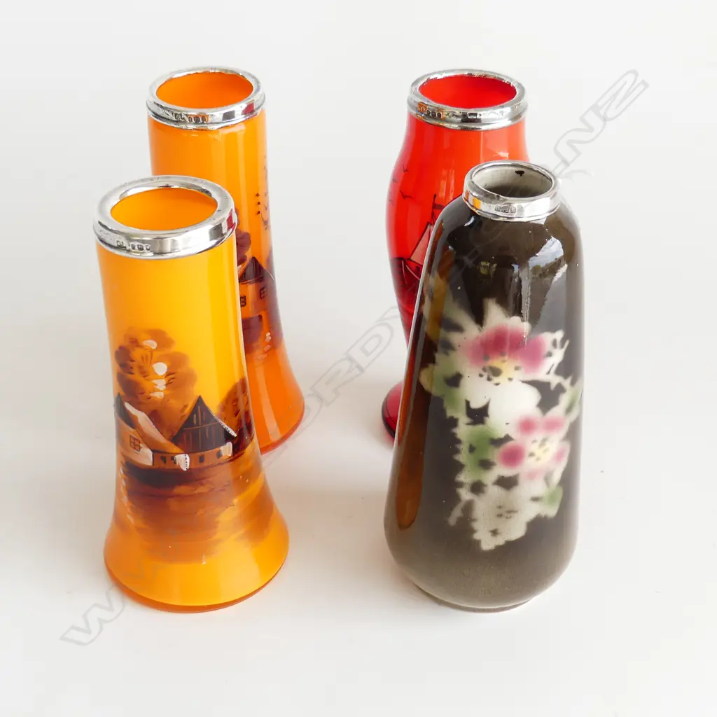 4 STG SILVER CAPPED VASES (PR + 2) H.165mm Image 1++