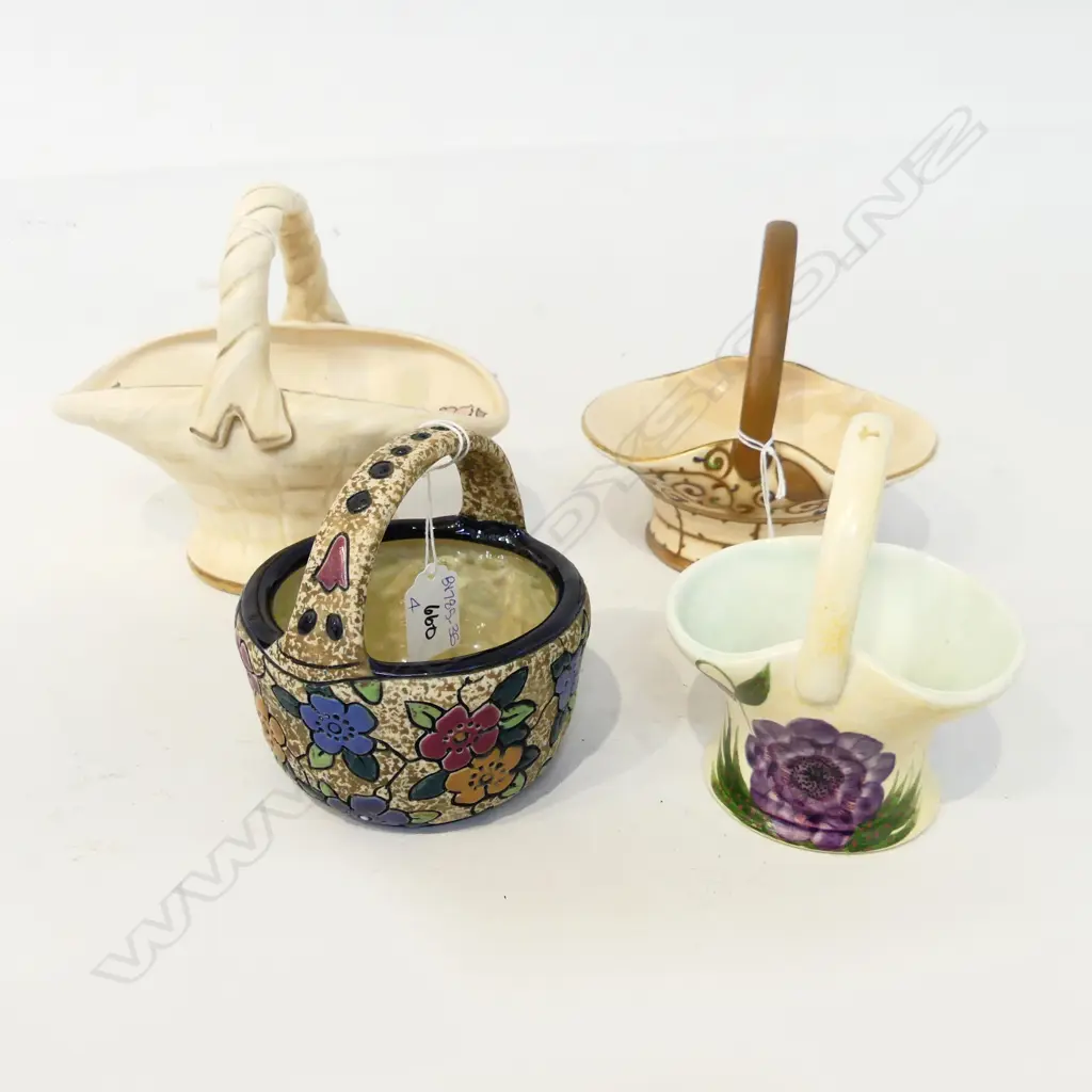 4 CERAMIC BASKETS; CHARLOTTE RHEAD ETC W.205mm Image 1++