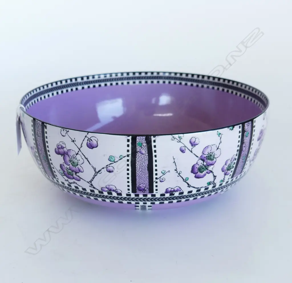 MAUVE JAPANESE INFLUENCED BOWL BY WILKINSON 'SPRING' RD FOR 1918, W. 230mm Image 1++