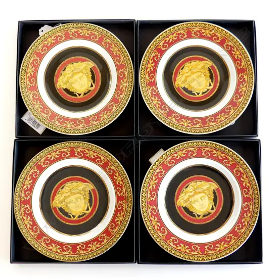 4 ROSENTHAL VERSACE 'MEDUSA' PLATES, ALL BOXED, 3 w. CERT 180mm dia