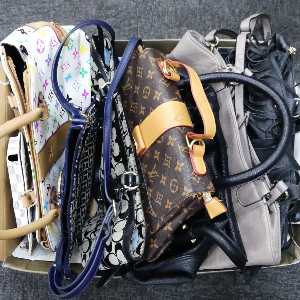 BOX LOT FAKE DESIGNER BAGS; LOUIS VUITTON ETC Image 1++