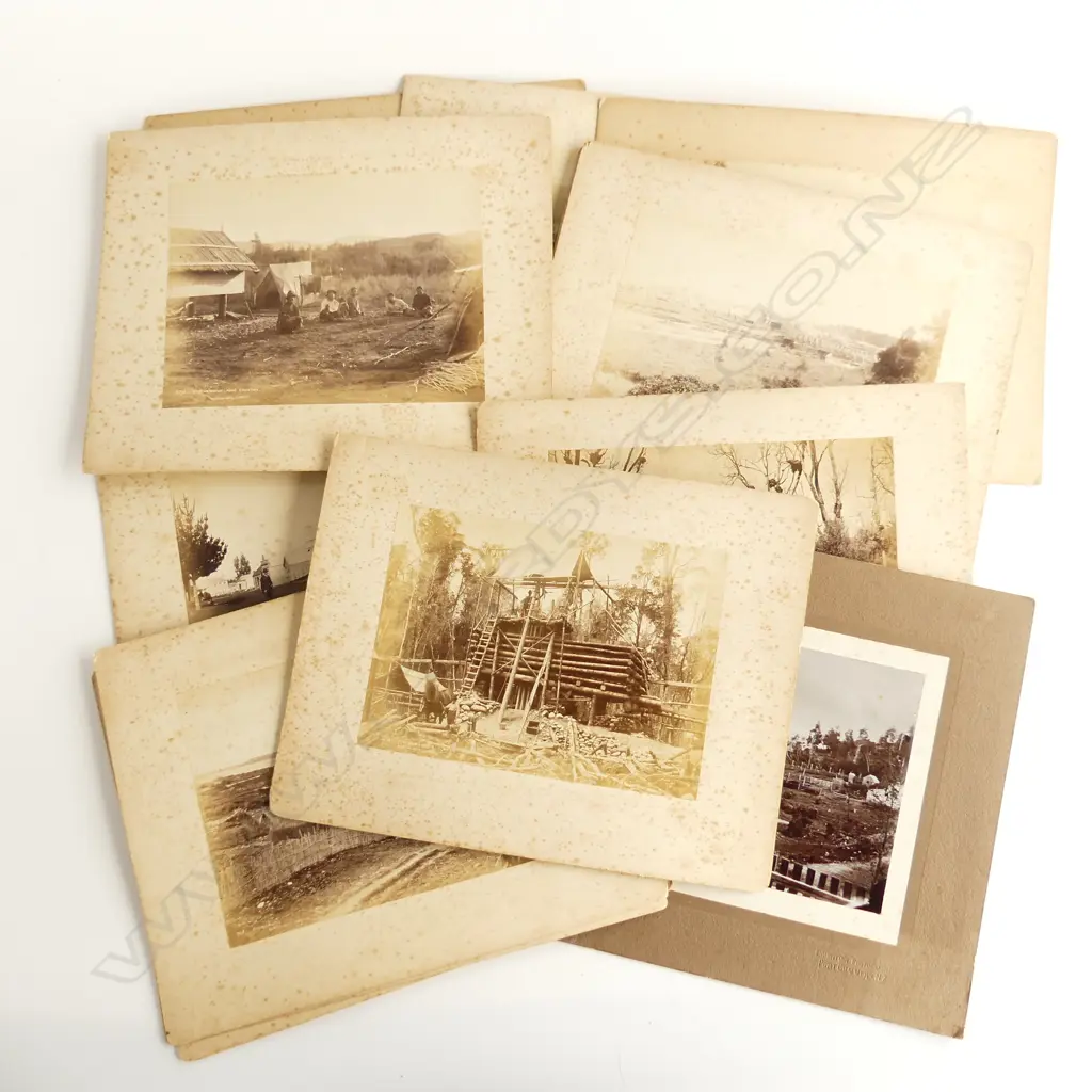 16 EARLY NZ PHOTOGRAPHS; BURTON BROS. DUNEDIN ETC FOXING Image 1++