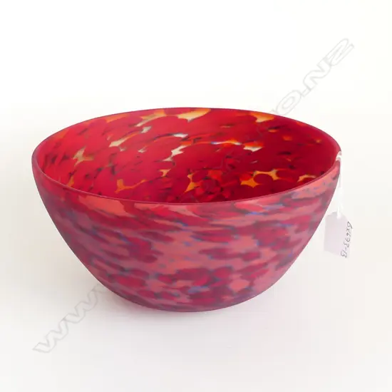 GARRY NASH MOUTH BLOWN GLASS BOWL RED 2003 Dia.230mm