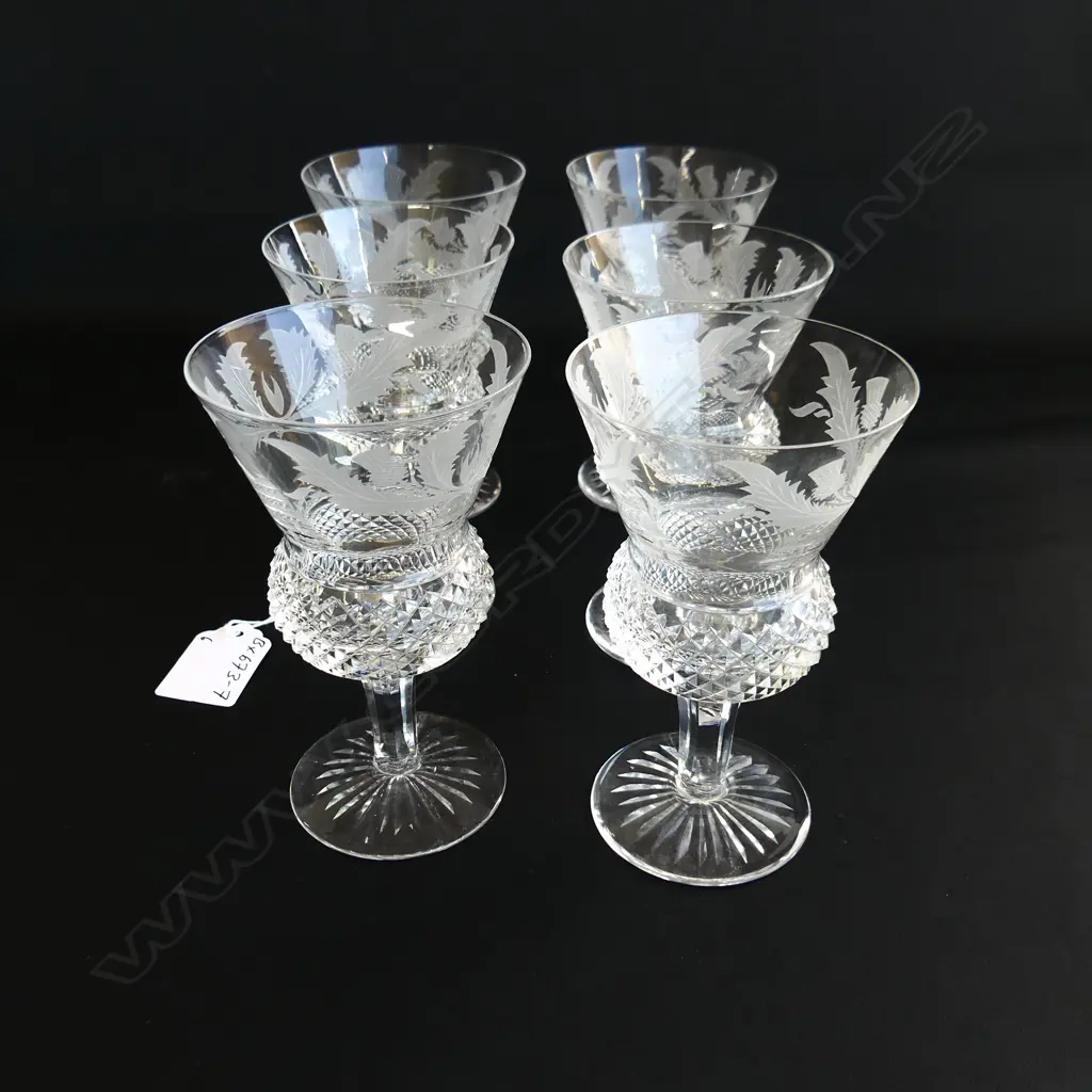 6 EDINBURGH THISTLE CRYSTAL CLARET GLASSES 120mm Image 1++