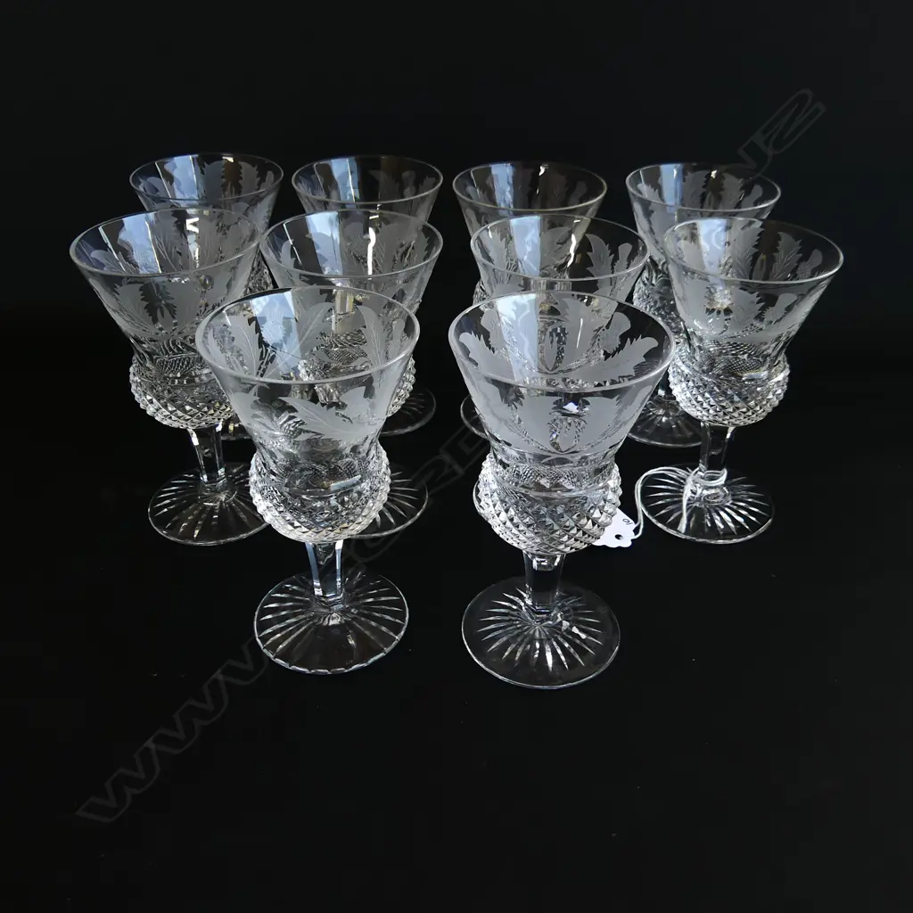 10 EDINBURGH THISTLE CRYSTAL CLARET GLASSES 110mm Image 1++
