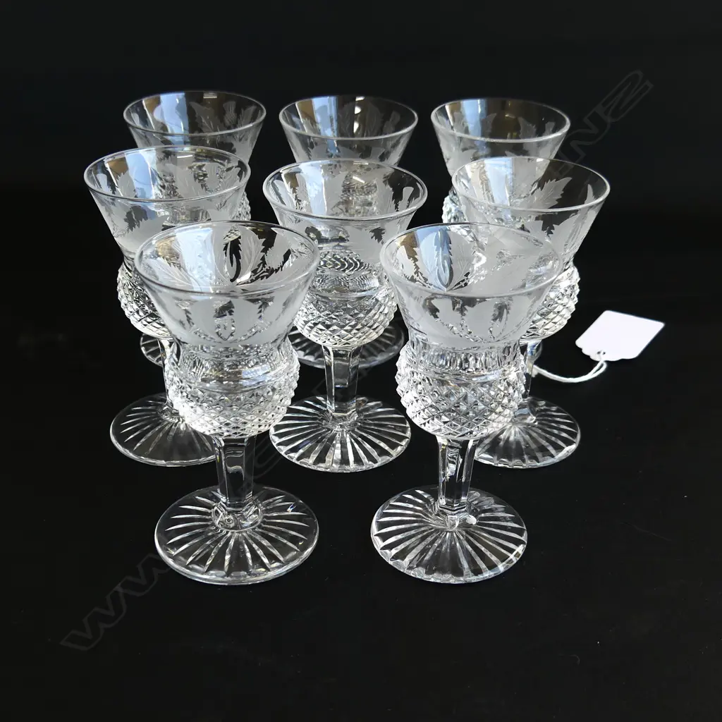 8 EDINBURGH THISTLE CRYSTAL LIQUER GLASSES 85mm Image 1++