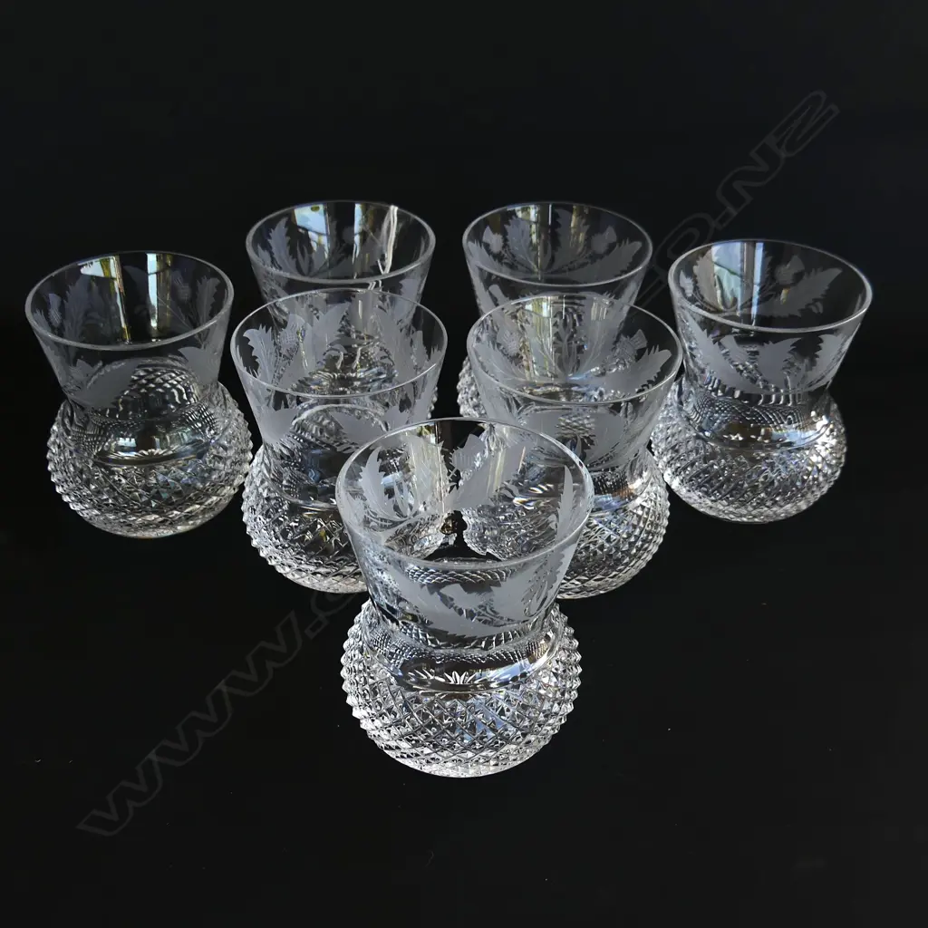 7 EDINBURGH THISTLE CRYSTAL WHISKY GLASSES 80mm Image 1++