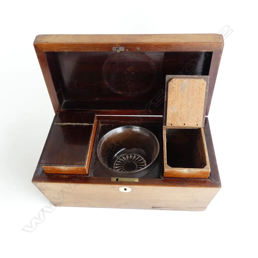 19thC MAHOGANY TEA CADDY 'J. M. RODWELL' W.310mm Image 1++