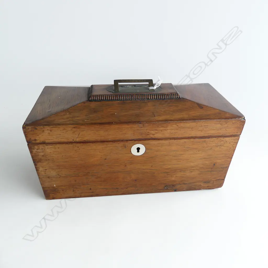 19thC MAHOGANY TEA CADDY 'J. M. RODWELL' W.310mm Image 1++