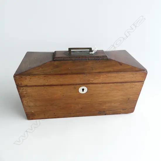 19thC MAHOGANY TEA CADDY 'J. M. RODWELL' W.310mm