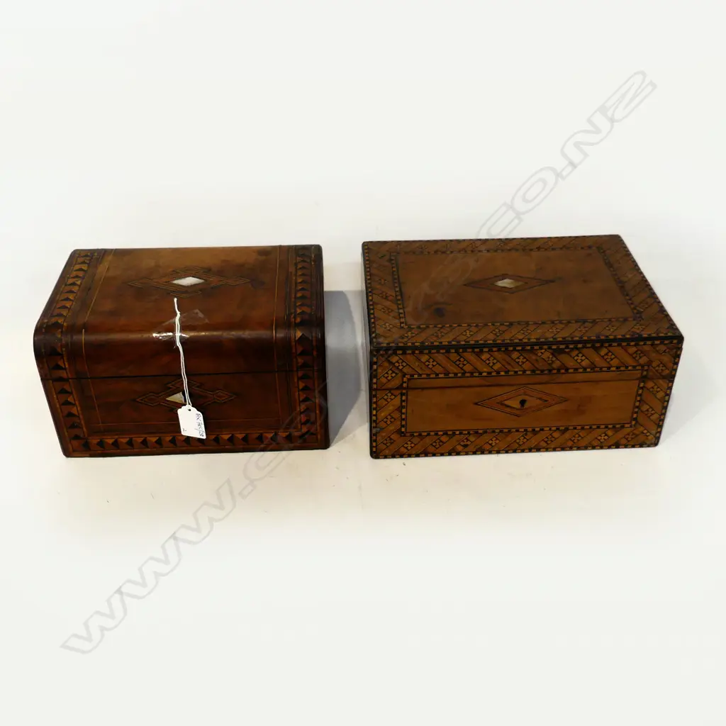 2 ANTIQUE INLAID BOXES (LOSSES) W.270mm Image 1++