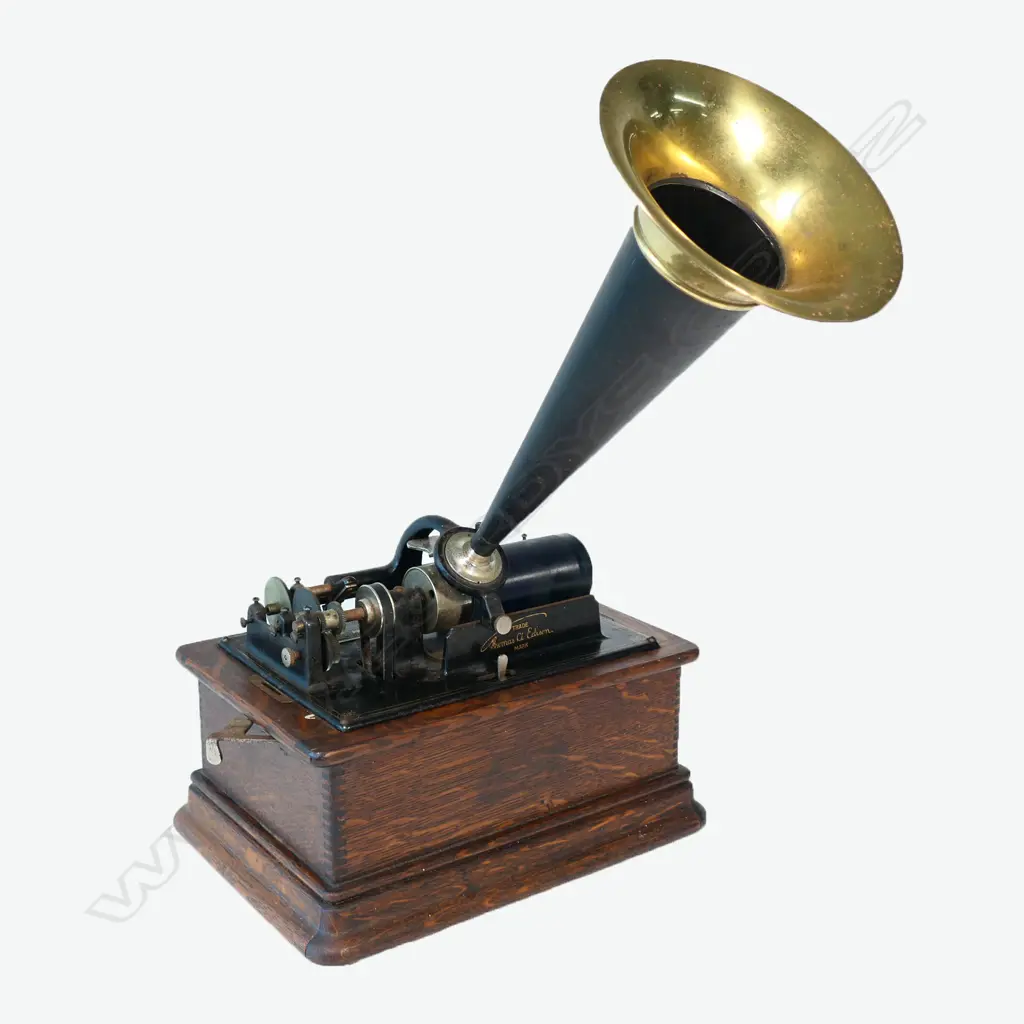 ORIGINAL EARLY 20THC EDISON MODEL 'D' LIDDED PHONOGRAPH Image 1++