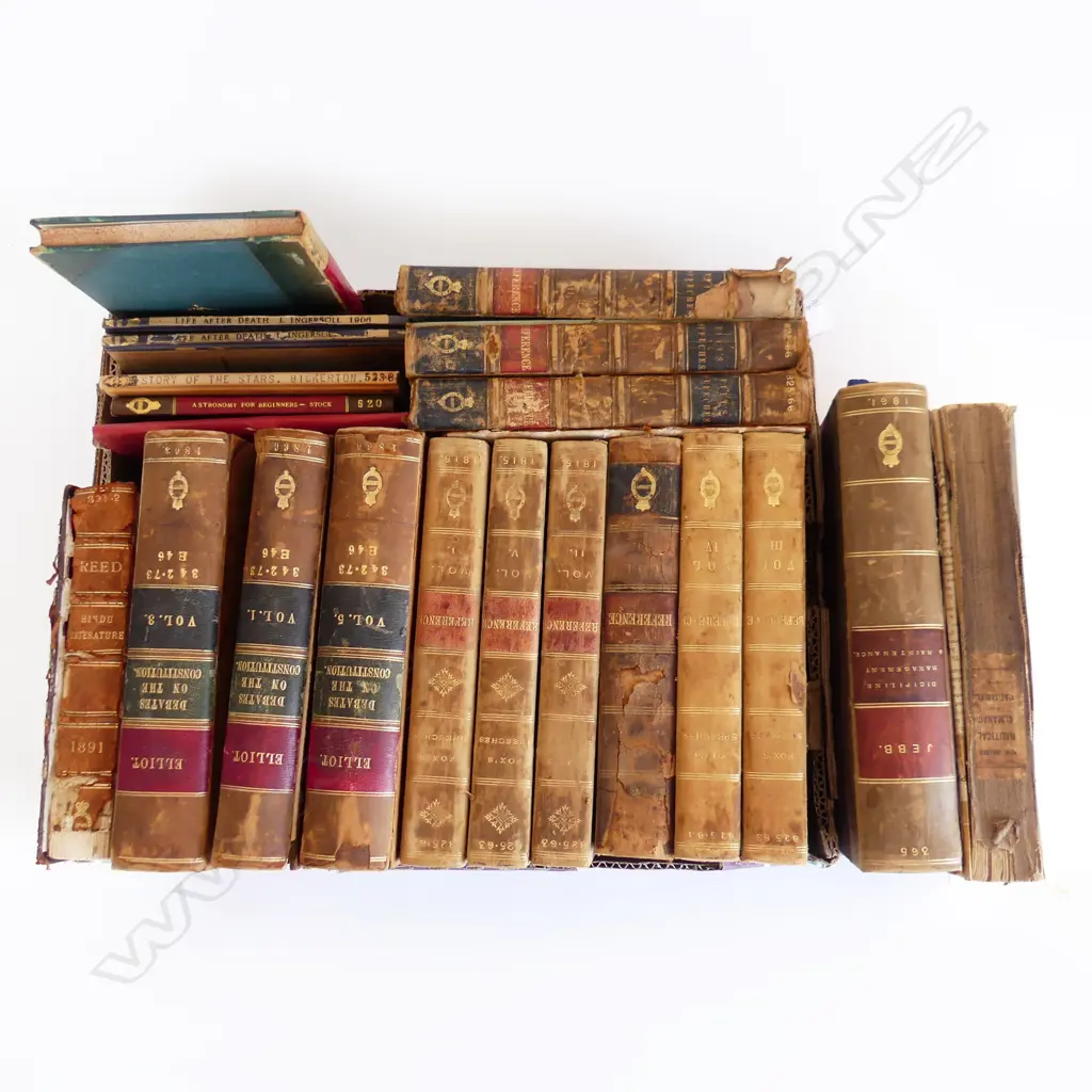 BOX  LOT ASST. ANTIQUE BOOKS EX. GENERAL ASSEMBLY NZ LIBRARY Image 1++