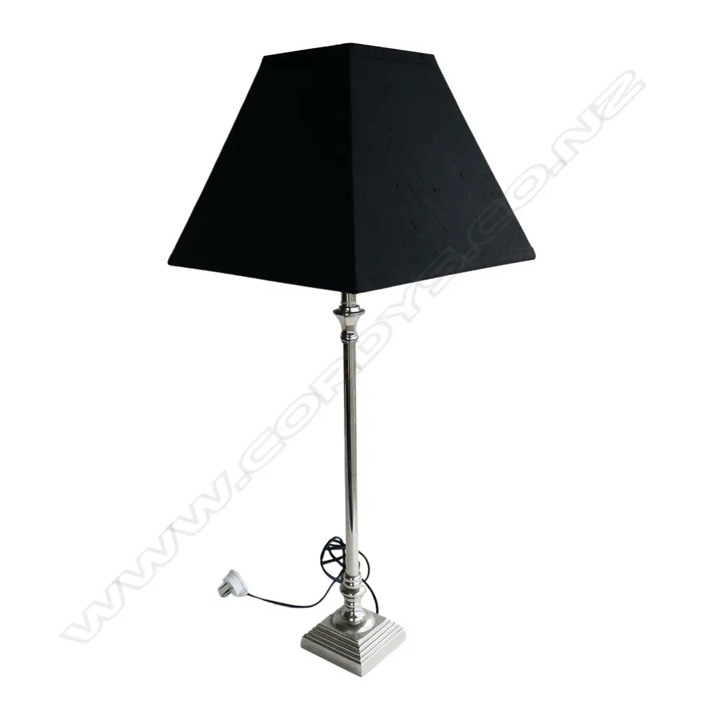 SILVER METAL LAMP w. BLACK SHADE H.850mm Image 1++