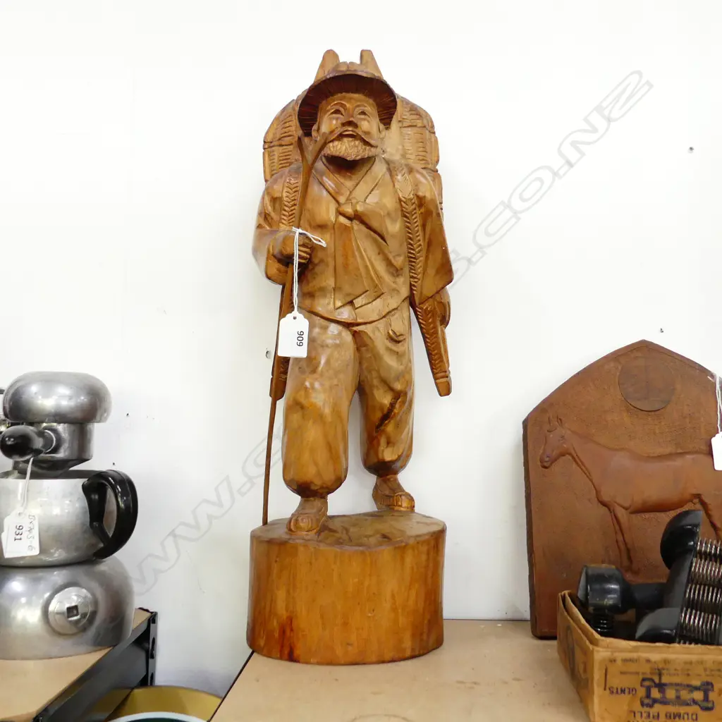 CARVED WOODEN WALKING MAN H.520mm Image 1++
