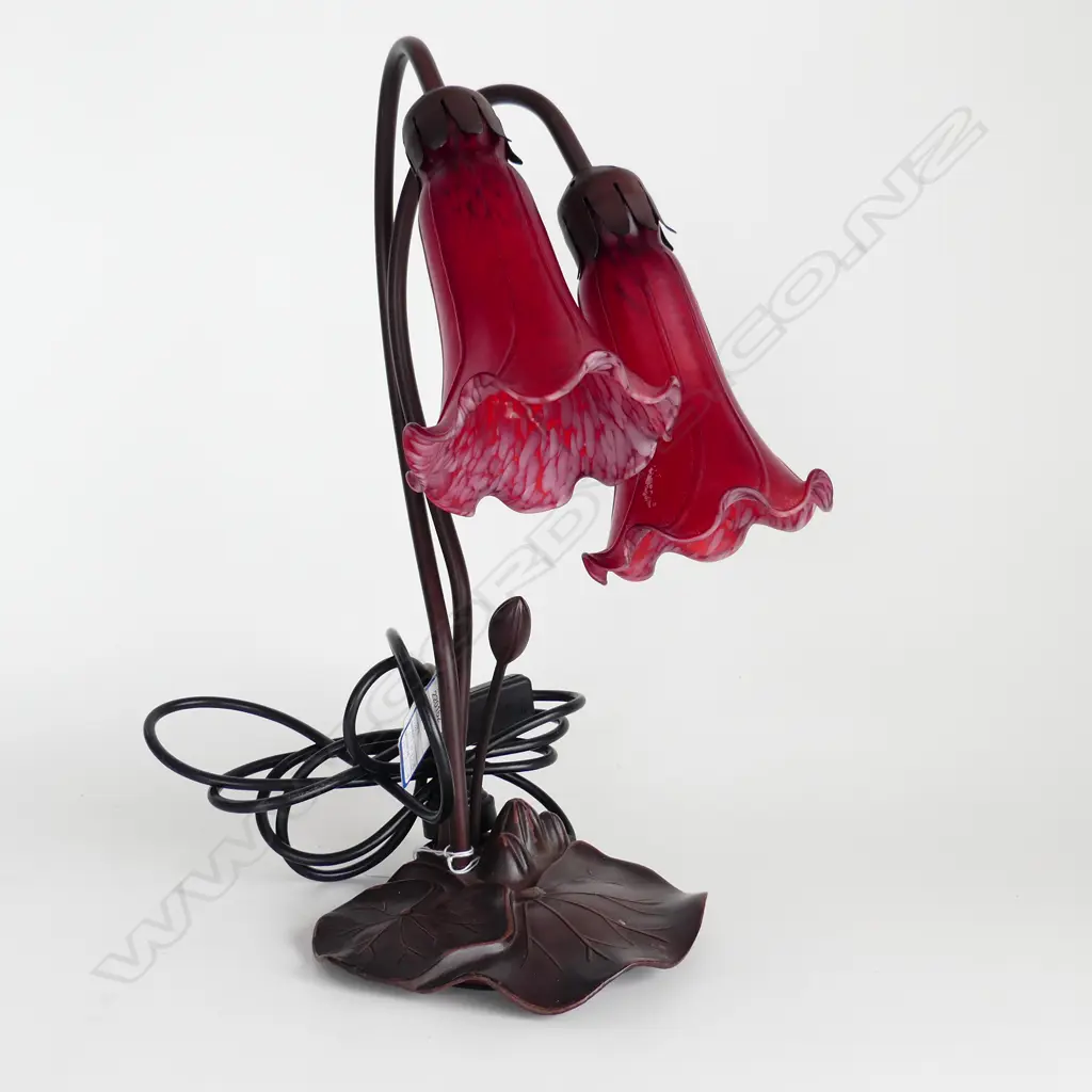 ART NOUVEAU STYLE  RED LILY LAMP H.400mm Image 1++