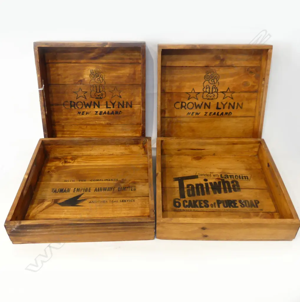 4 WOODEN ADVERTISING TRAYS 400x400x90mm Image 1++