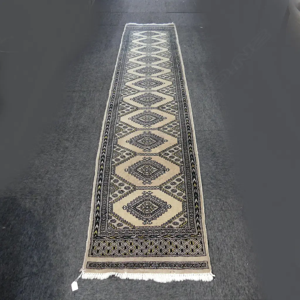 HAND KNOTTED WOOL PILE RUNNER 2900x600mm (Some insect damage) Image 1++