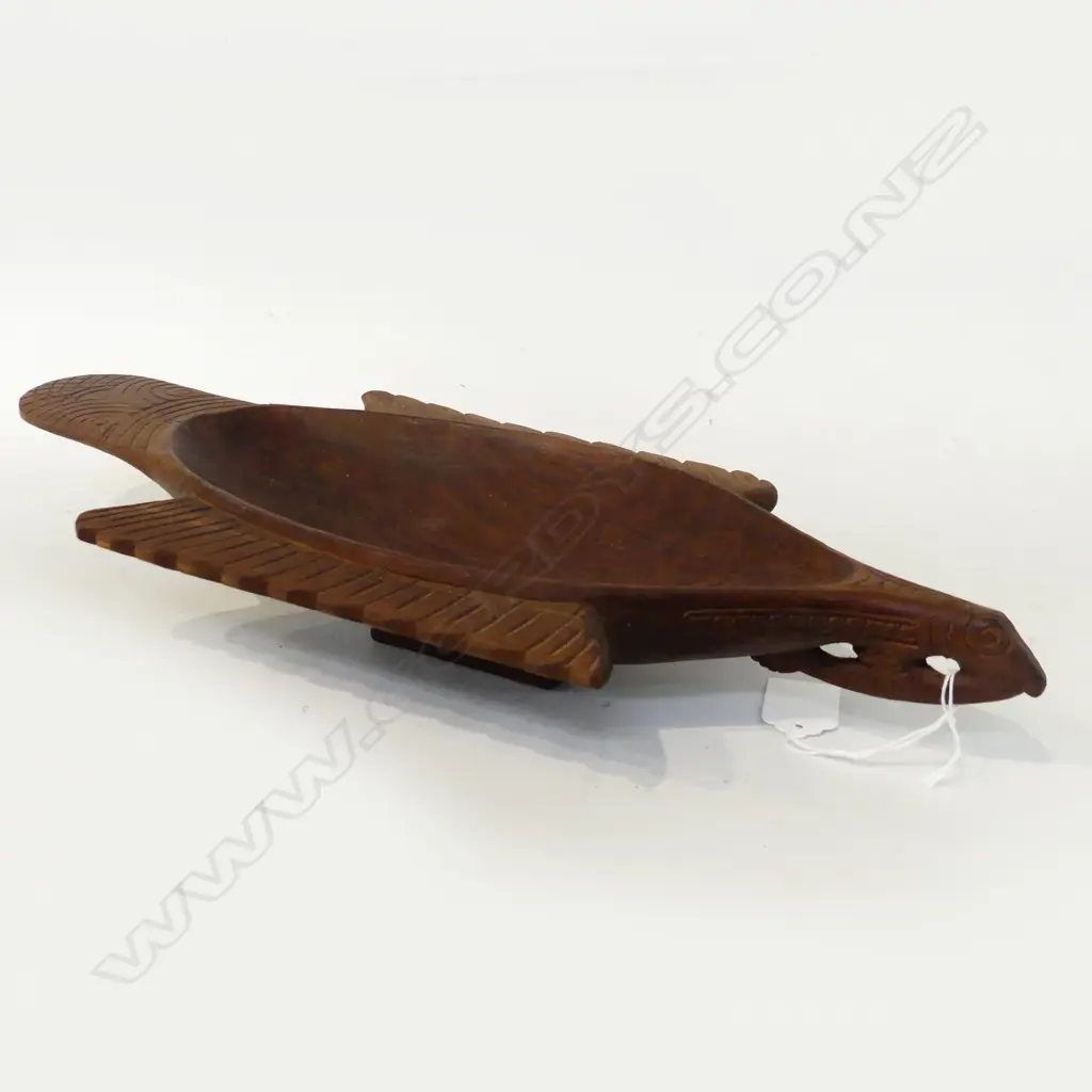 CARVED WOODEN BOWL L.400MM Image 1++