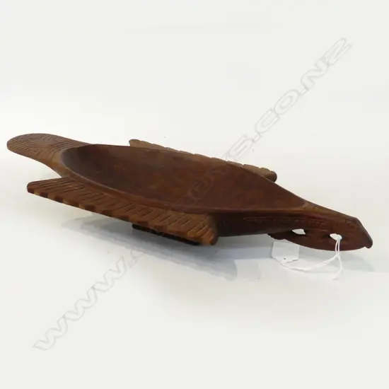 CARVED WOODEN BOWL L.400MM