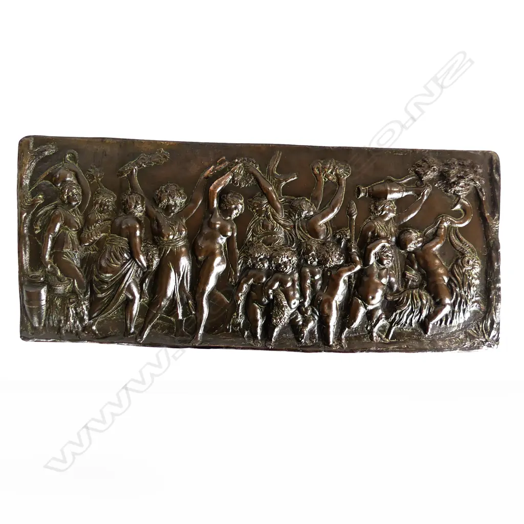 BRONZE PLAQUE w. CLASSICAL DANCING FIGURES 220x540mm Image 1++
