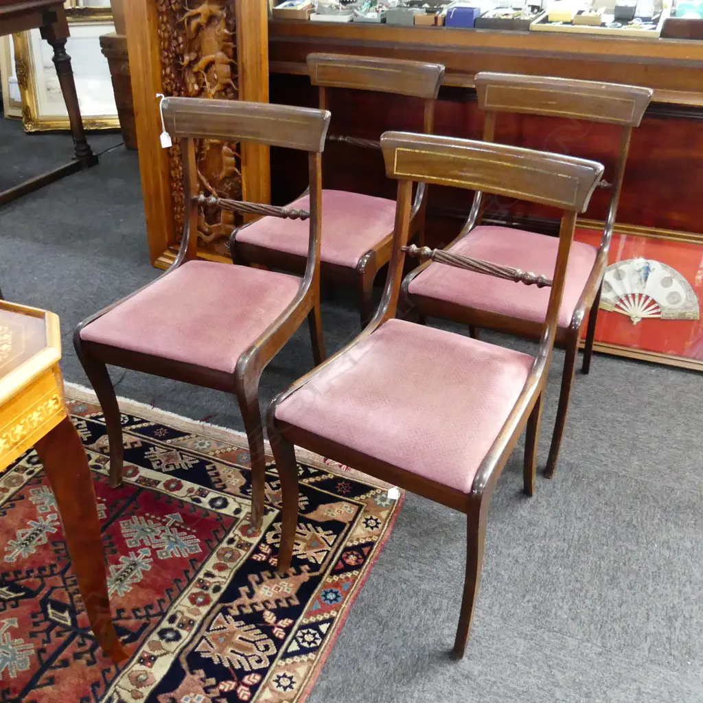 4 REGENCY STYLE BLADE BACK DINING CHAIRS Image 1++