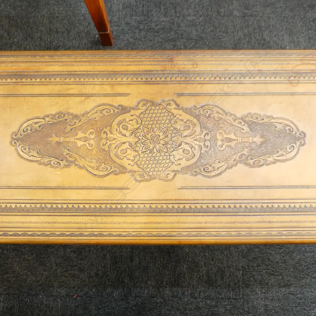 TOOLED LEATHER COFFEE TABLE 1420x520x395mm Image 1++