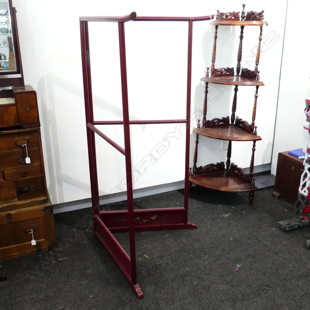old Japanese KIMONO STAND ‘IKO’ red lacquer Image 1++
