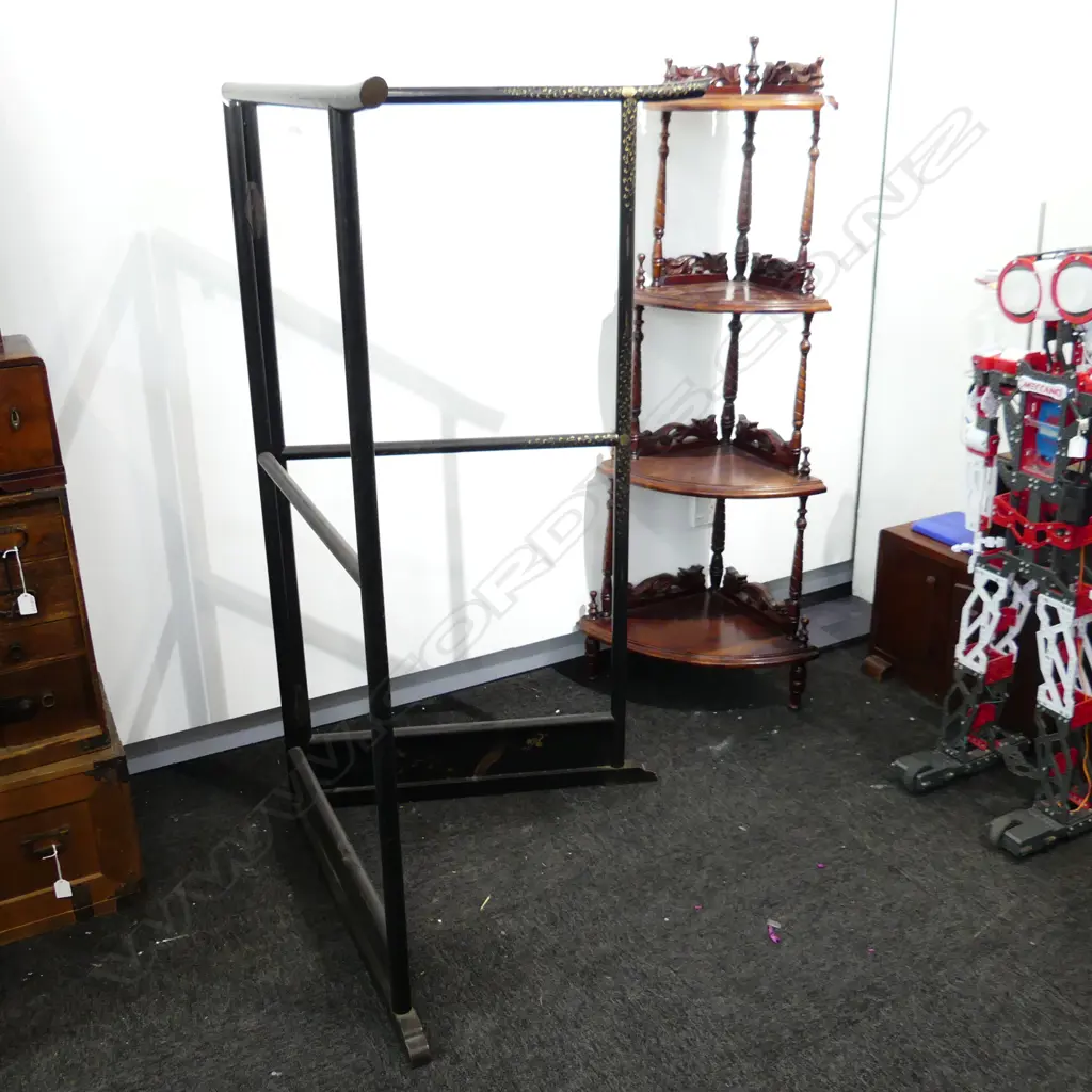 old Japanese KIMONO STAND ‘IKO’ black lacquer Image 1++