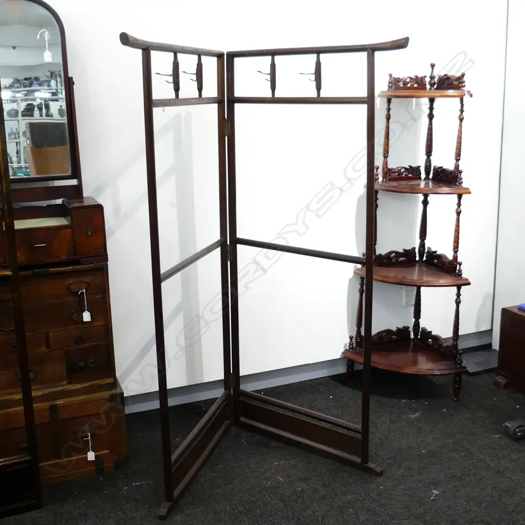 old Japanese KIMONO STAND ‘IKO’ 4 brass hooks Image 1++
