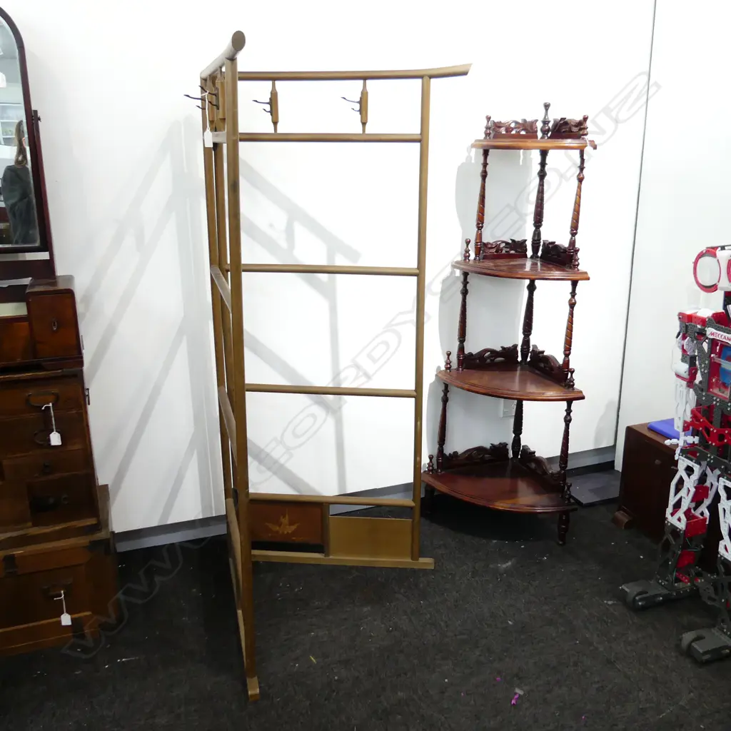 old Japanese KIMONO STAND ‘IKO’ 4 brass hooks Image 1++