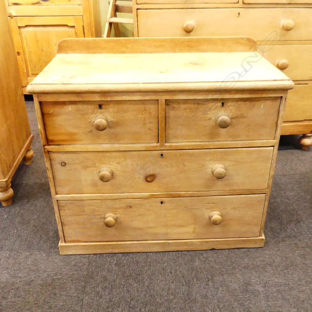 VICTORIAN PINE CHEST OF DRAWERS 885x420x820mm Image 1++