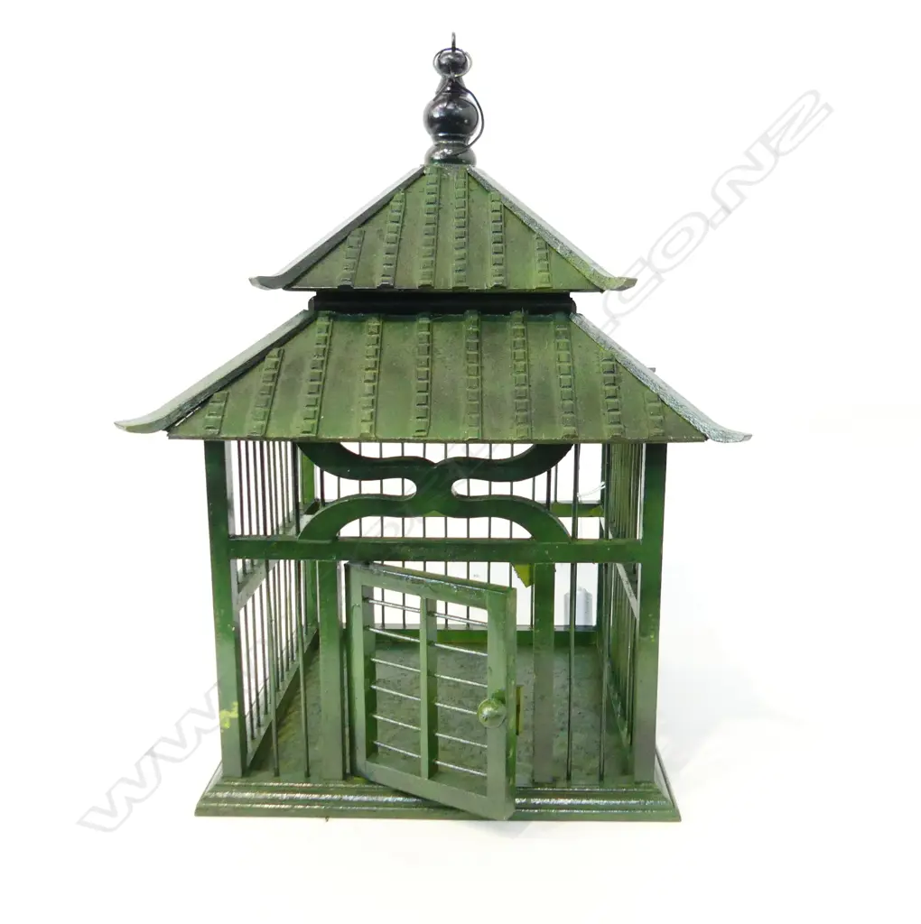 GREEN ORIENTAL BIRD CAGE H.440mm Image 1++