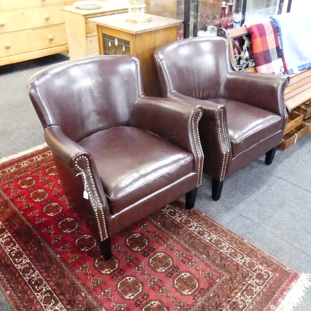 PR BROWN VINYL CLUB CHAIRS Image 1++