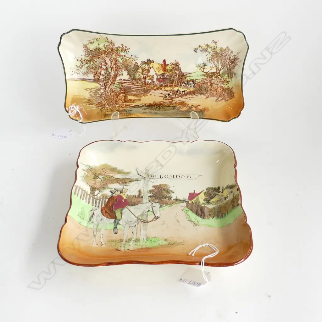 DOULTON SANDWICH PLATE RUSTIC ENGLAND,L 28CM,W 15CM, & SIR ROGER DE COVERLEY SQUARE DISH, L 21.5 , W 21.5, D 3.5CM Image 1++