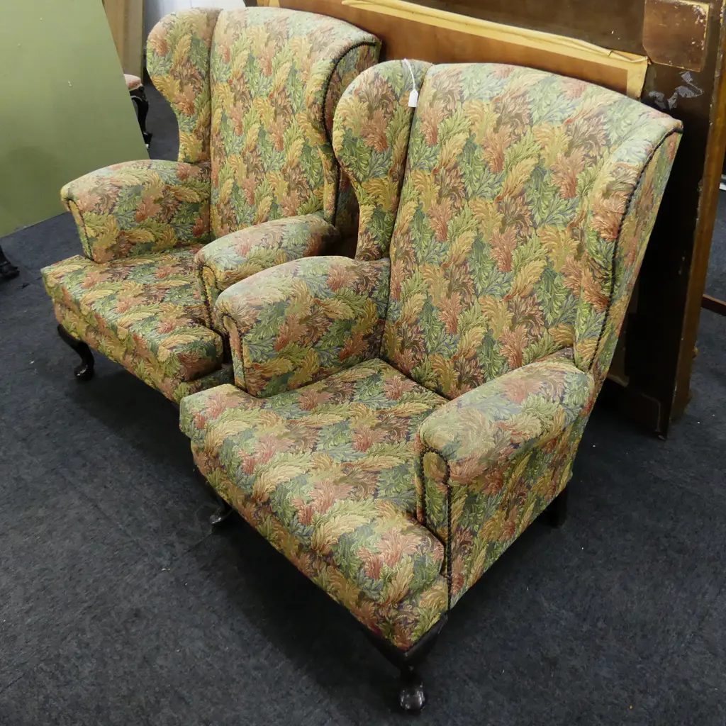 PAIR OF WING BACK ARMCHAIRS Image 1++