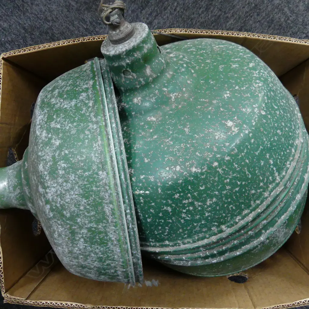 BOX LOT 13 INDUSTRIAL PENDANT LIGHT SHADES Image 1++