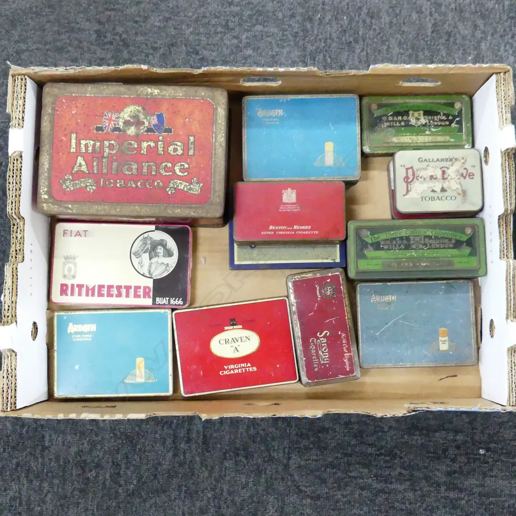 13 TOBACCO TINS INCL. IMPERIAL WELLINGTON, ARDATH, THREE CASTLES, PLAYER’S ETC Image 1++