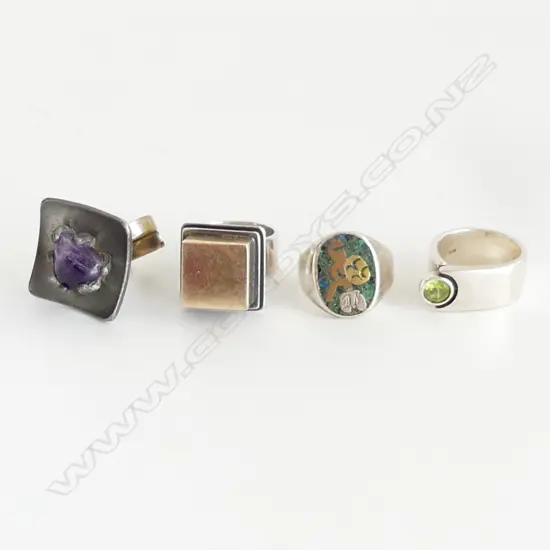 4 RINGS; JORGEN JENSEN, 3 SILVER 48 GRAMS