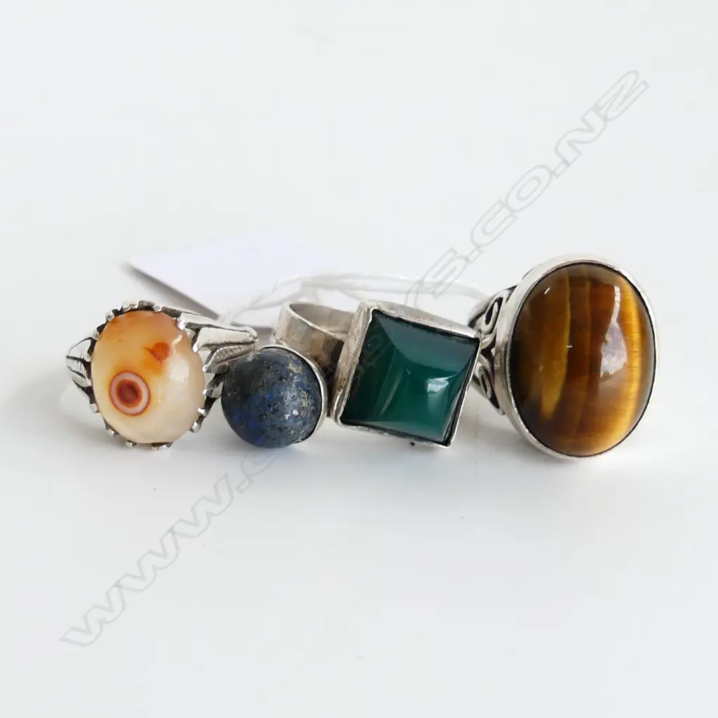 4 ASST. SILVER & GEMSTONE RINGS Image 1++