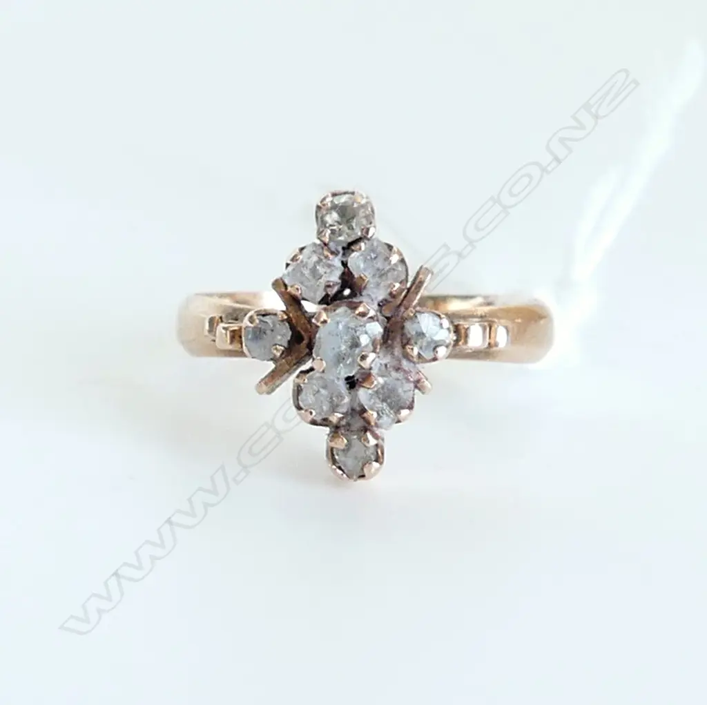 OLD CUT DIAMOND RING 2.4 GRAMS - atleast 9ct testing as 14ct Image 1++