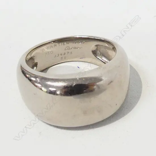 CARTIER 18CT WHITE GOLD WHITE PLAIN SHAPED BAND RING 18.1gms
