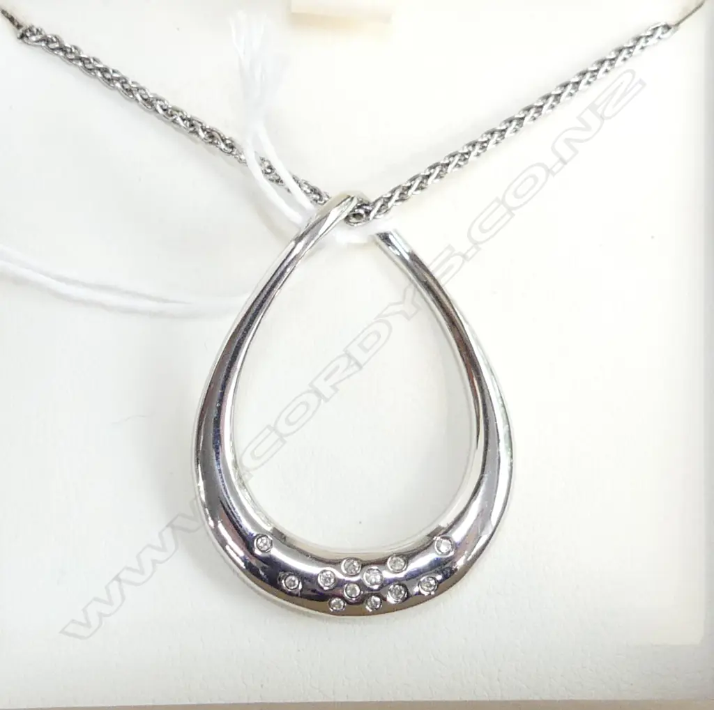 STG SILVER & DIAMOND PENDANT NECKLACE 15.8 GRAMS Image 1++