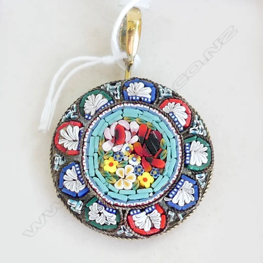PIETRA DURA MICRO MOSAIC PENDANT 35mm dia Image 1++