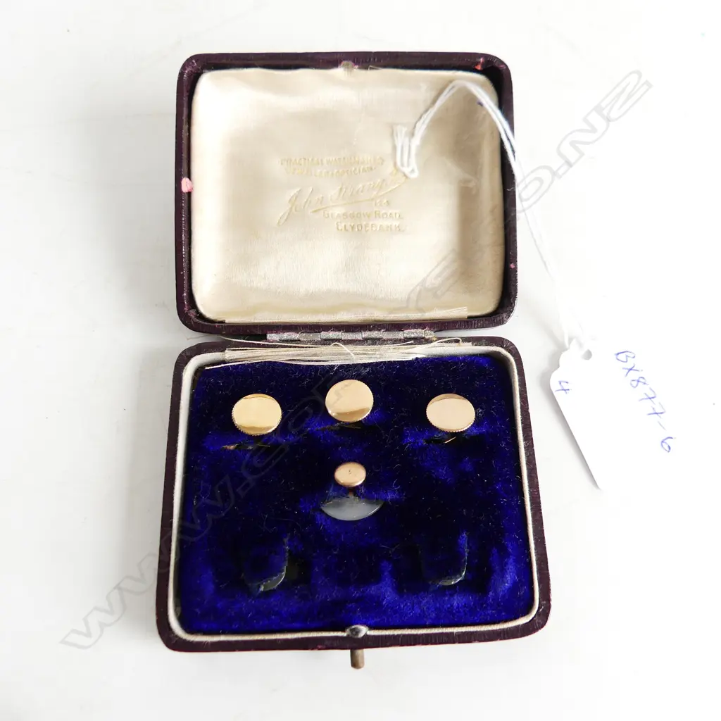 FOUR 9CT GOLD SHIRT STUDS, IN ORIGINAL CASE  Image 1++