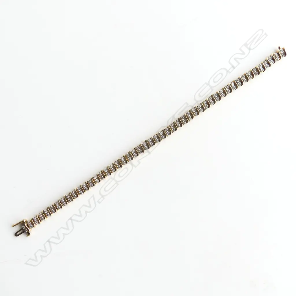 14CT 96 DIAMOND TENNIS BRACELET L.185mm... Image 1++