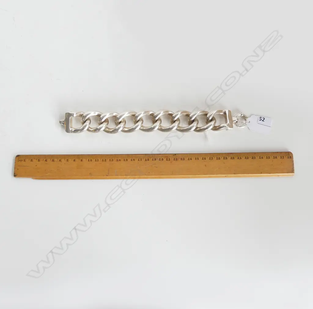 925 SILVER LARGE HOLLOW CURB LINK BRACELET 56 GRAMS Image 1++