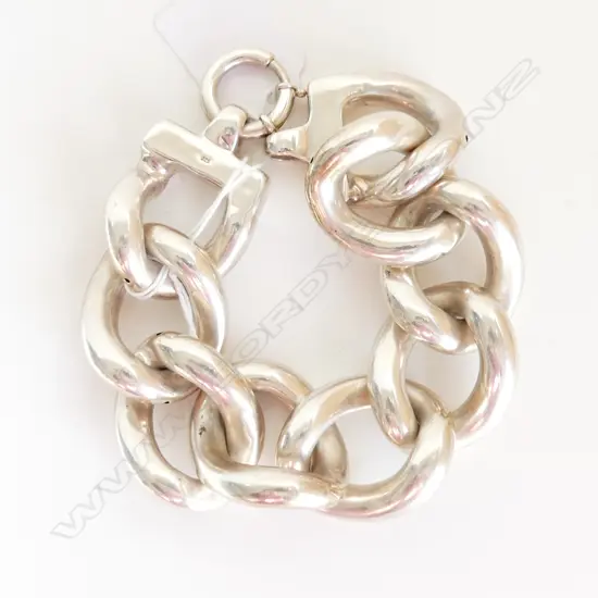 925 SILVER LARGE HOLLOW CURB LINK BRACELET 56 GRAMS
