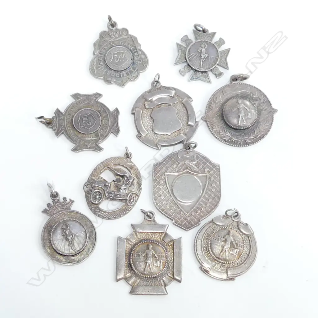 10 ASST VINTAGE SILVER MEDALLIONS, 89GMS Image 1++