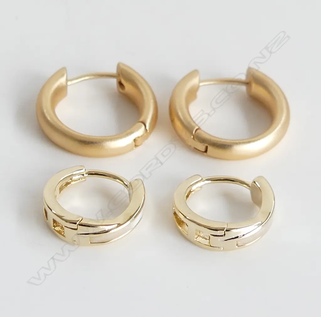 2 PRS GOLD PLATED 925 SILVER HOOP EARRINGS  Image 1++